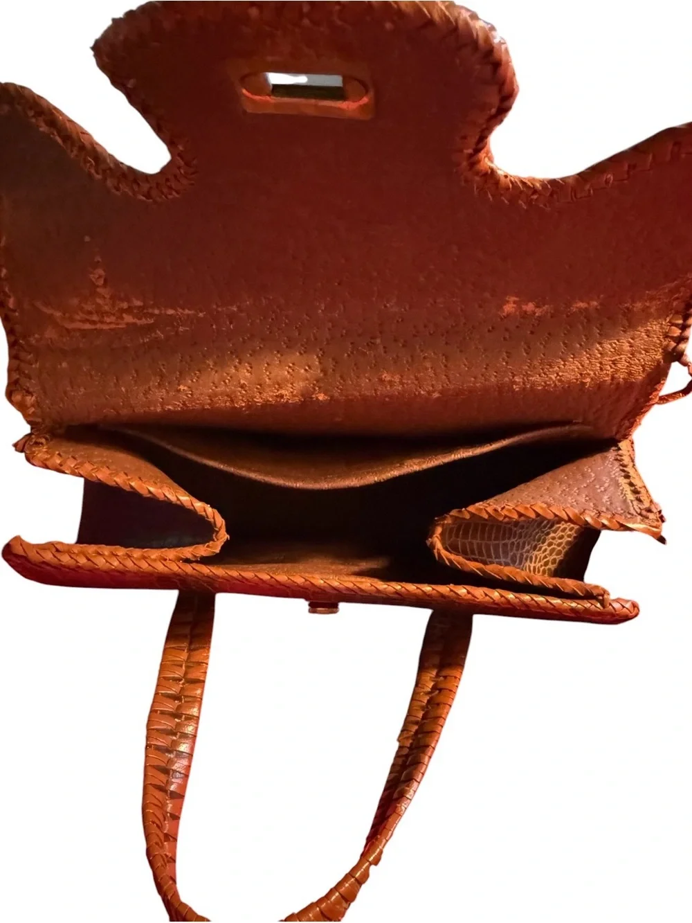 Source Unknown Croc-Embossed Top-Handle Satchel in Brown